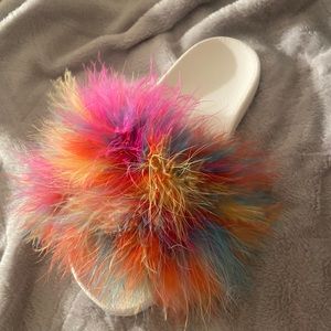 White Slides With Fur